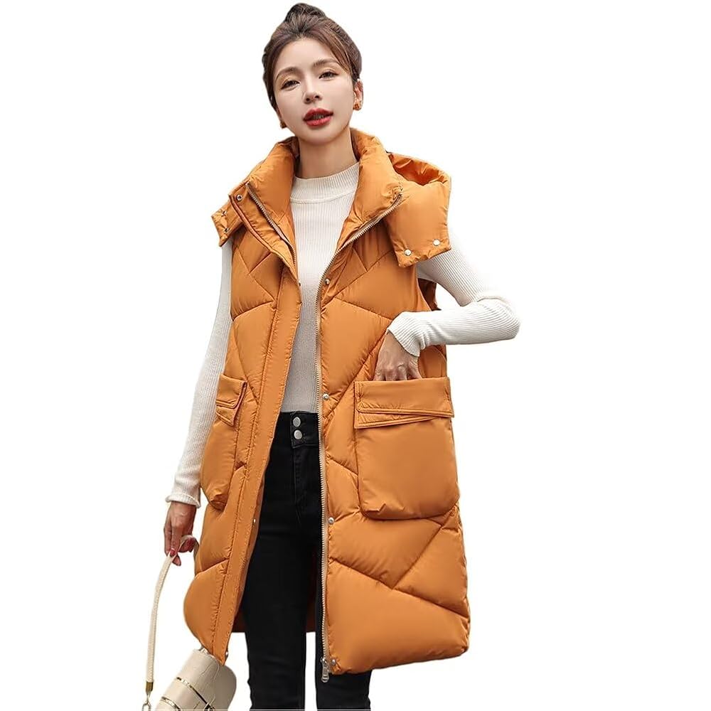 Amazon | [HUALIANYI] ロングベスト レディースダウン ベスト